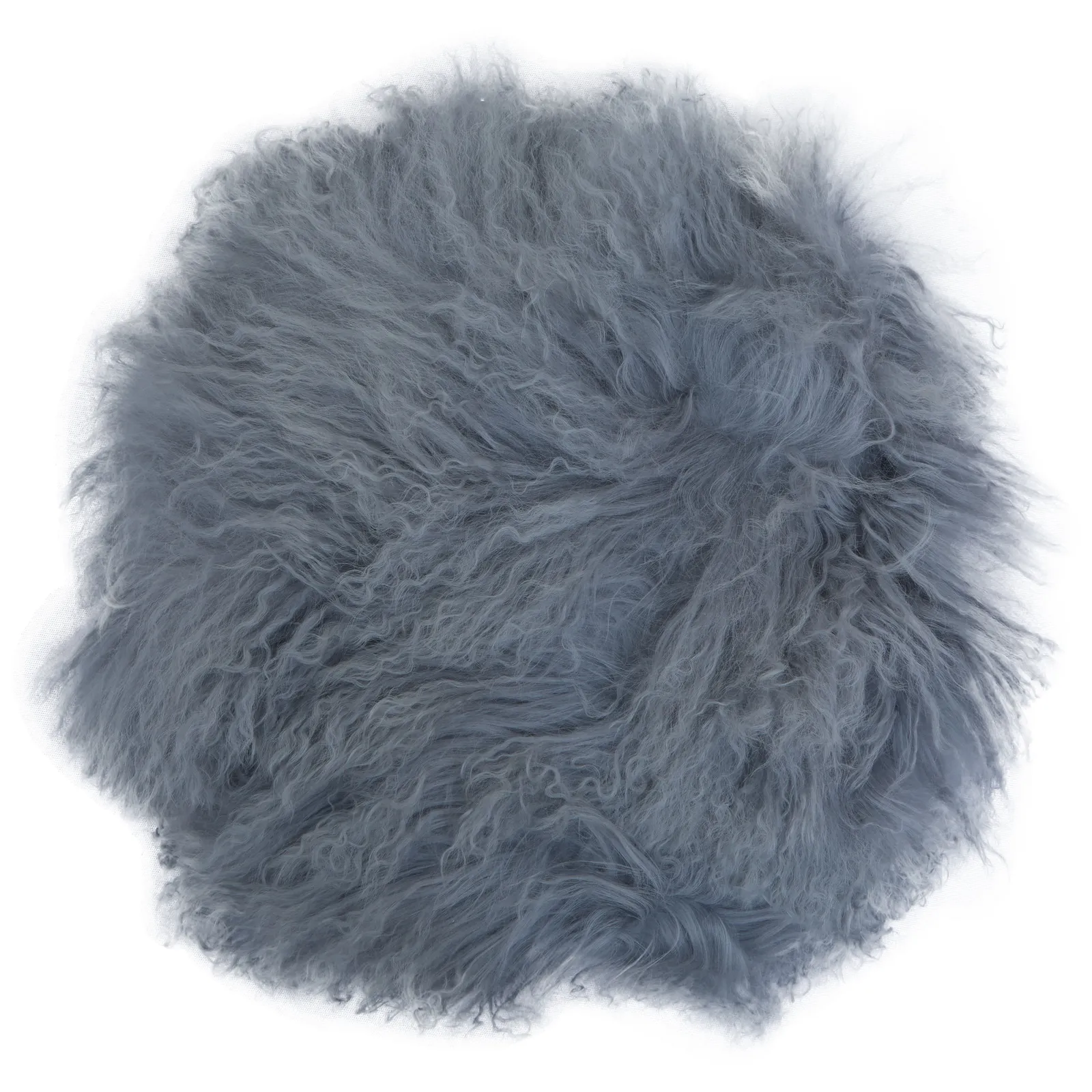 Orsina Bosie Mongolian Fur Round Cushion in Grey