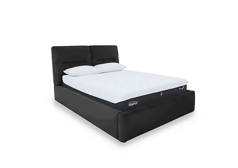 Stark Leather Manual Ottoman Bed Frame - King Size - Classic Black