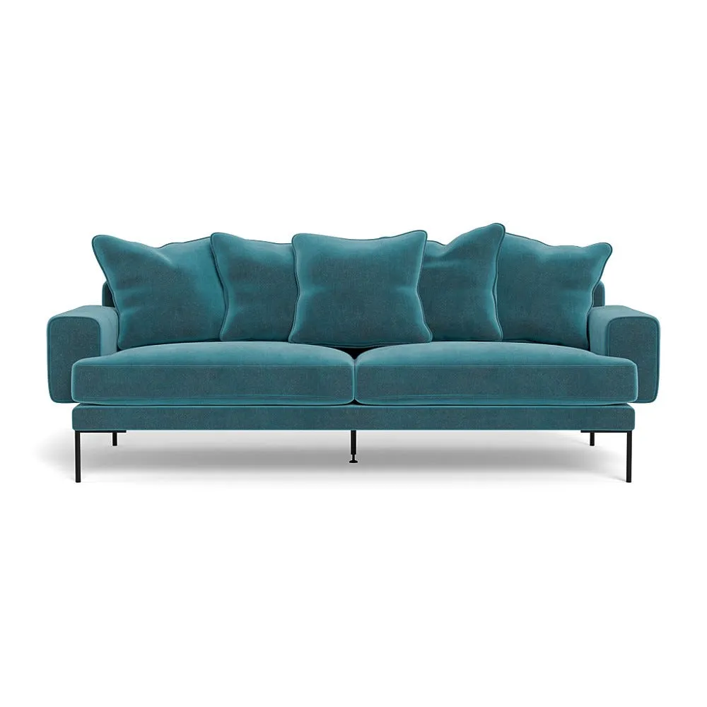 Heal's Torrington 4 Seater Sofa Smart Luxe Velvet Airforce Blue Black Feet 1