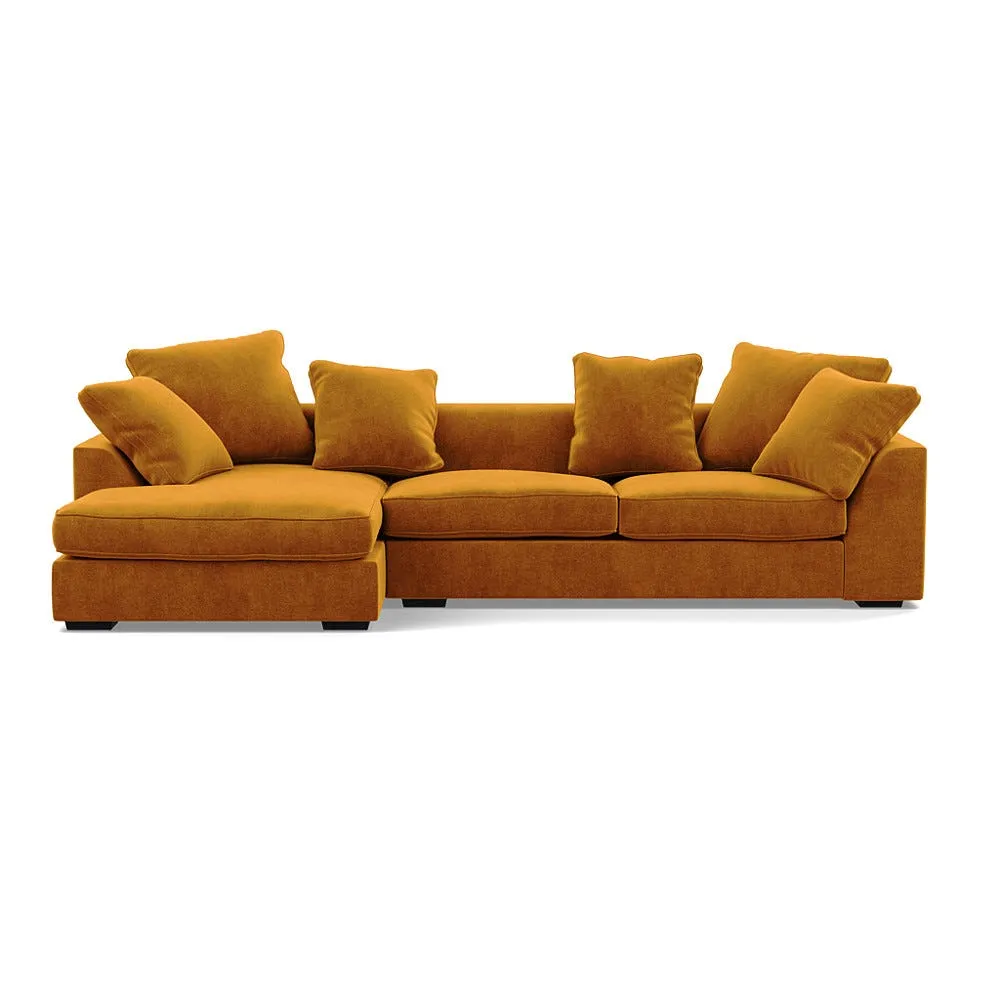 Heal's Cumulus LHF Corner Sofa Smart Luxe Velvet Cognac Black Feet 1