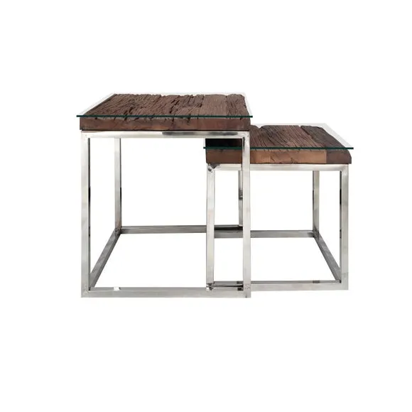 Indus Valley Railway Sleeper Nest Of 2 Tables 6