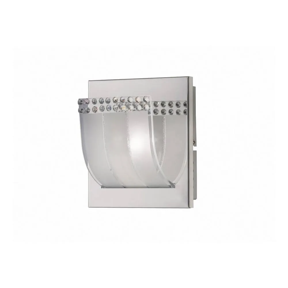 Netlighting Charis Flush Wall Lamp Switched 1 Light Polished Chrome Glass Crystal in Grey