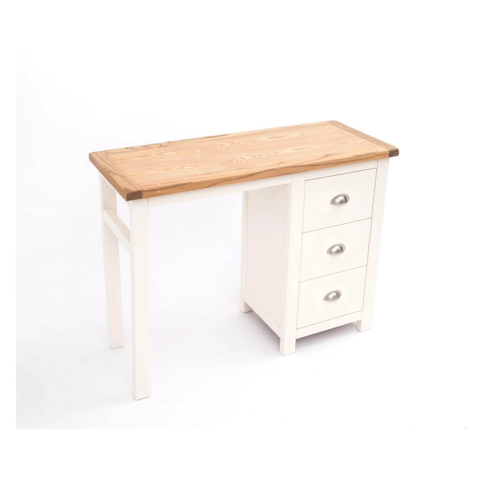 Cabinet Bits Lovere 3 Drawer Desk - Dressing Table Chrome Cup Handle in Off-White 3