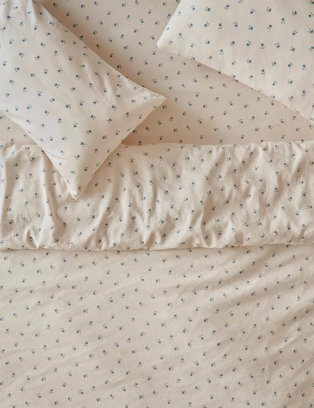 Piglet In Bed Posy Bud Linen Rich Duvet Cover Blue Mix