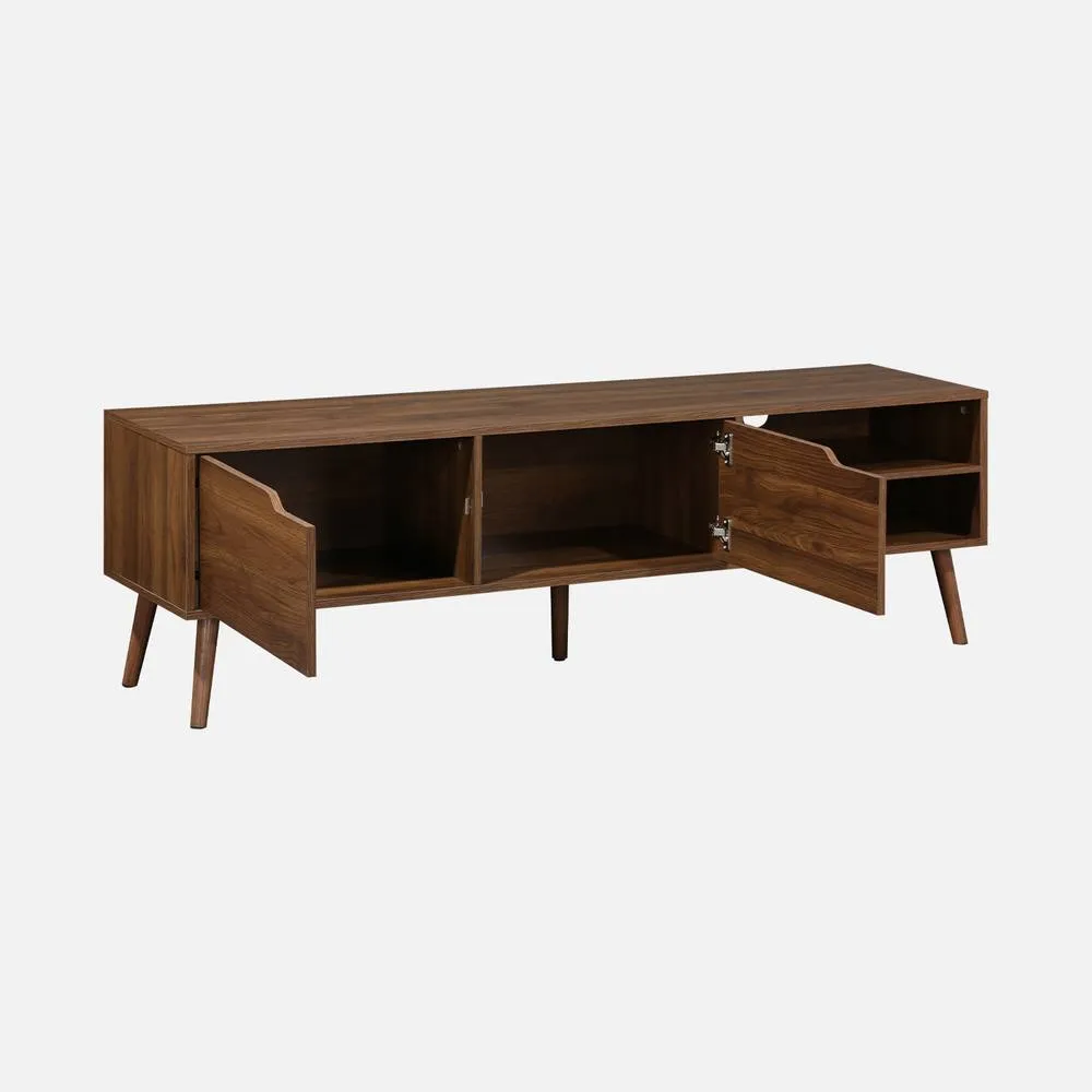 sweeek 160cm Vintage Tv Unit Wooden Effect 2 Doors in Dark Brown 2