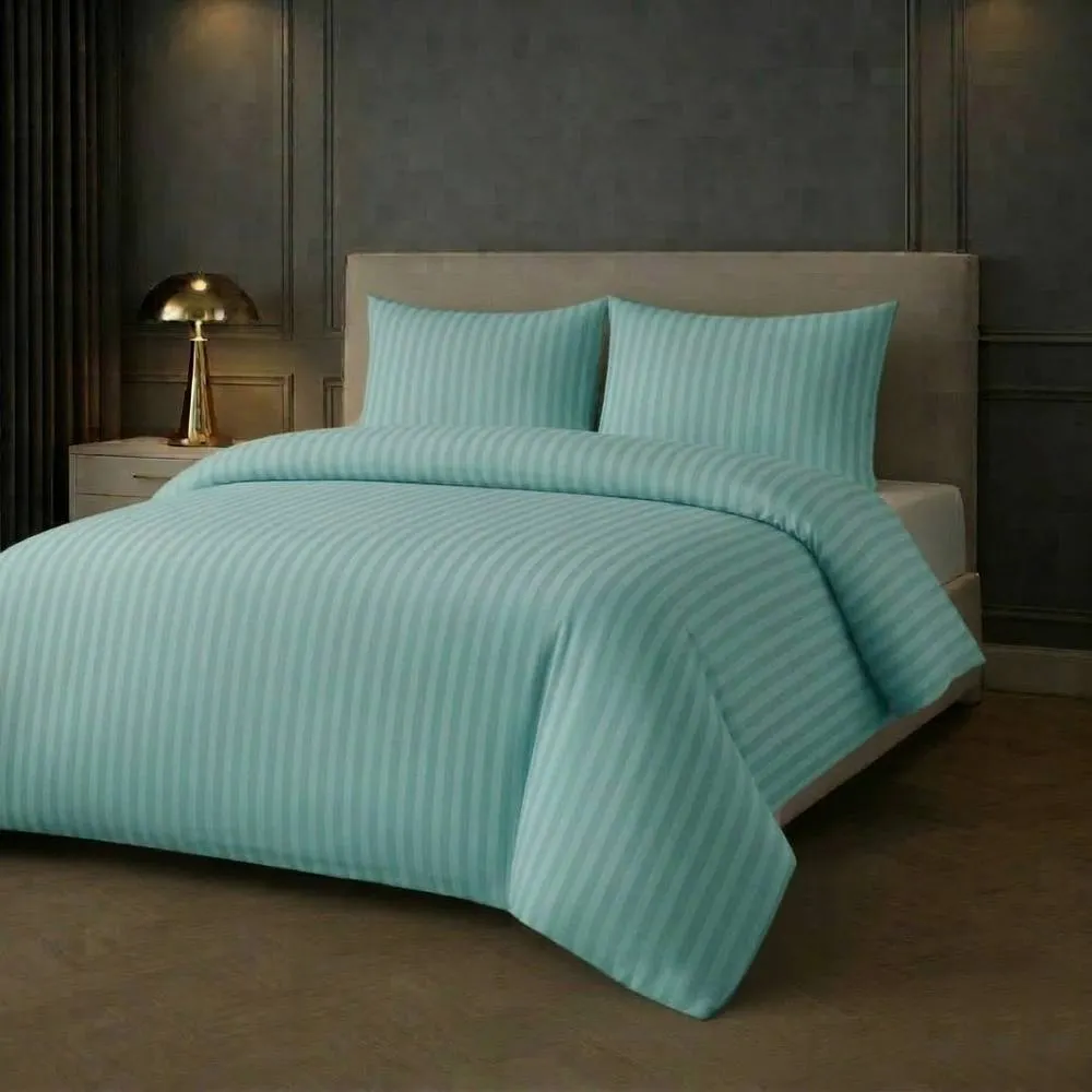 Grace Premium Embossed Stripes Duvet Cover Sets 2 Pack in Green