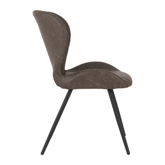 Quebec Set of 4 Dining Chairs, Brown Faux Leather 3