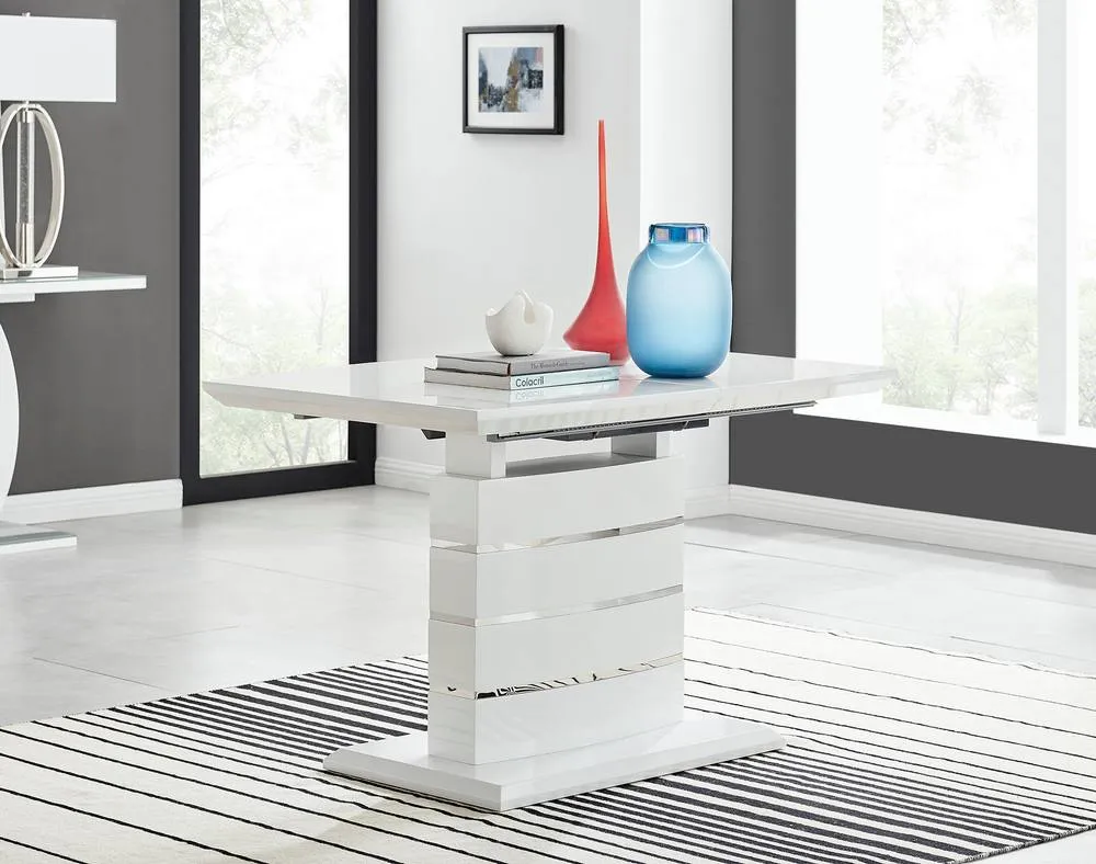 FurnitureboxUK Renato 120cm High Gloss Extending Table & 4 Black Willow Chairs 3