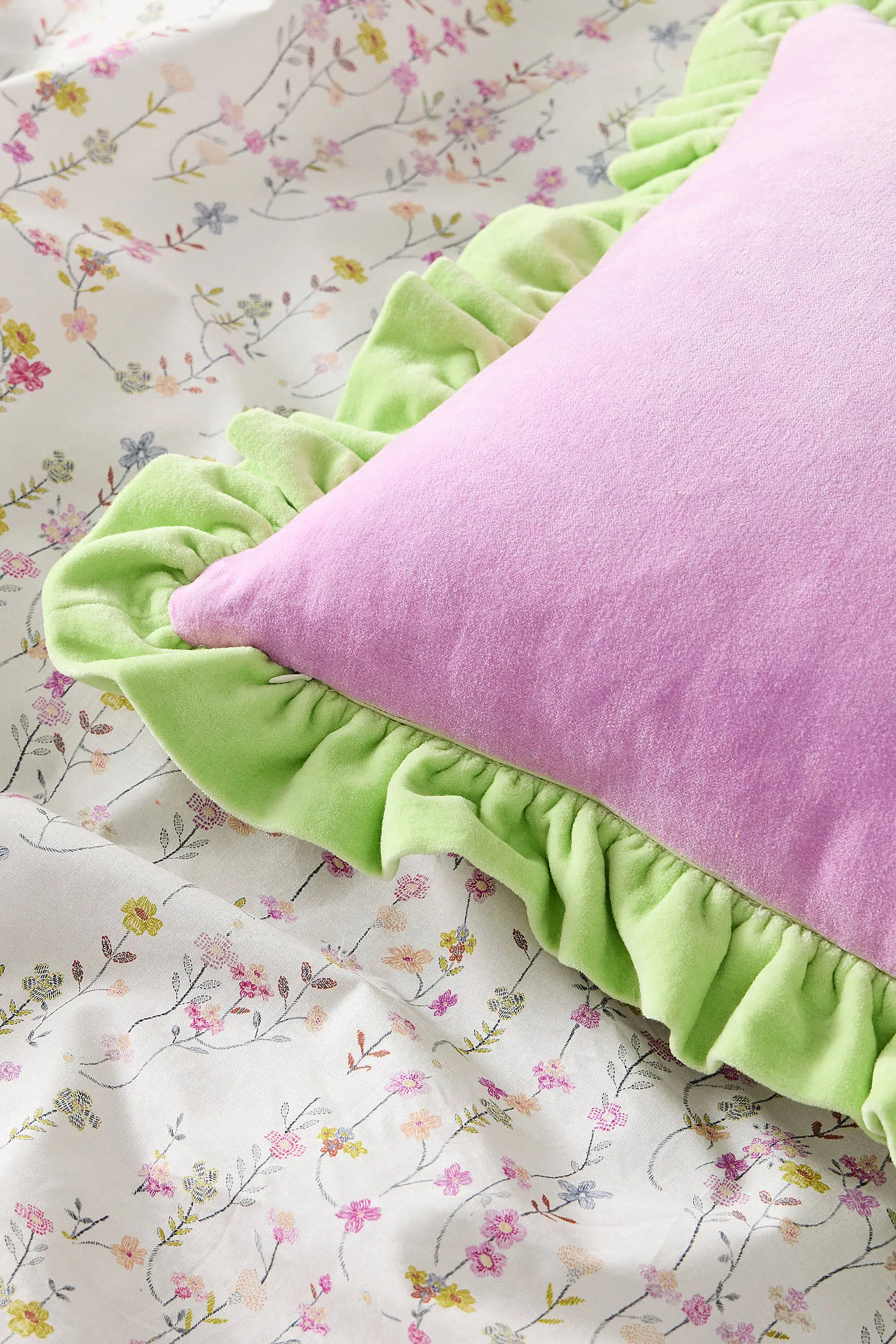 Lilac Contrast Ruffle Cushion - Lilac 2