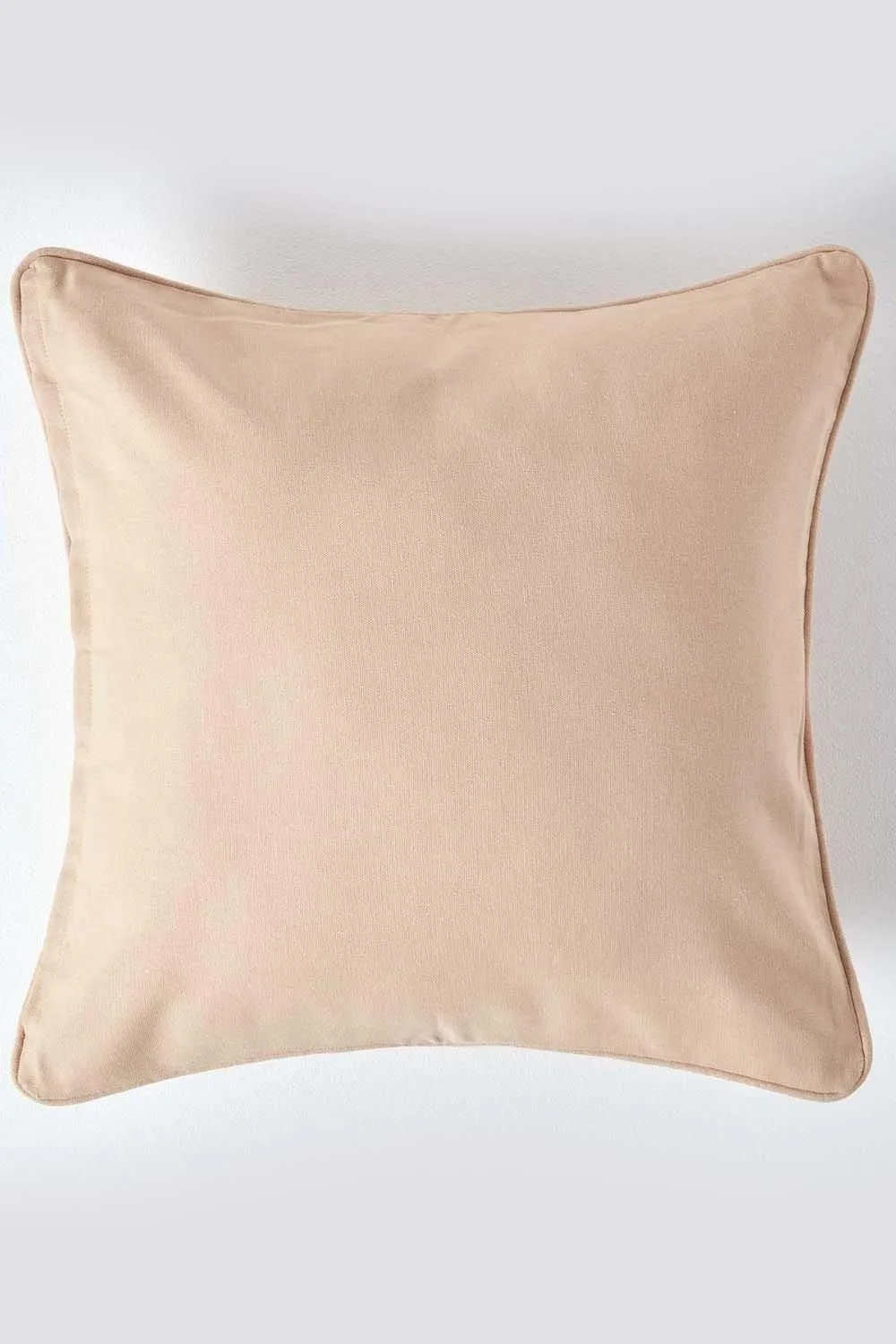 Homescapes Cotton Plain Cushion Cover in Beige 1