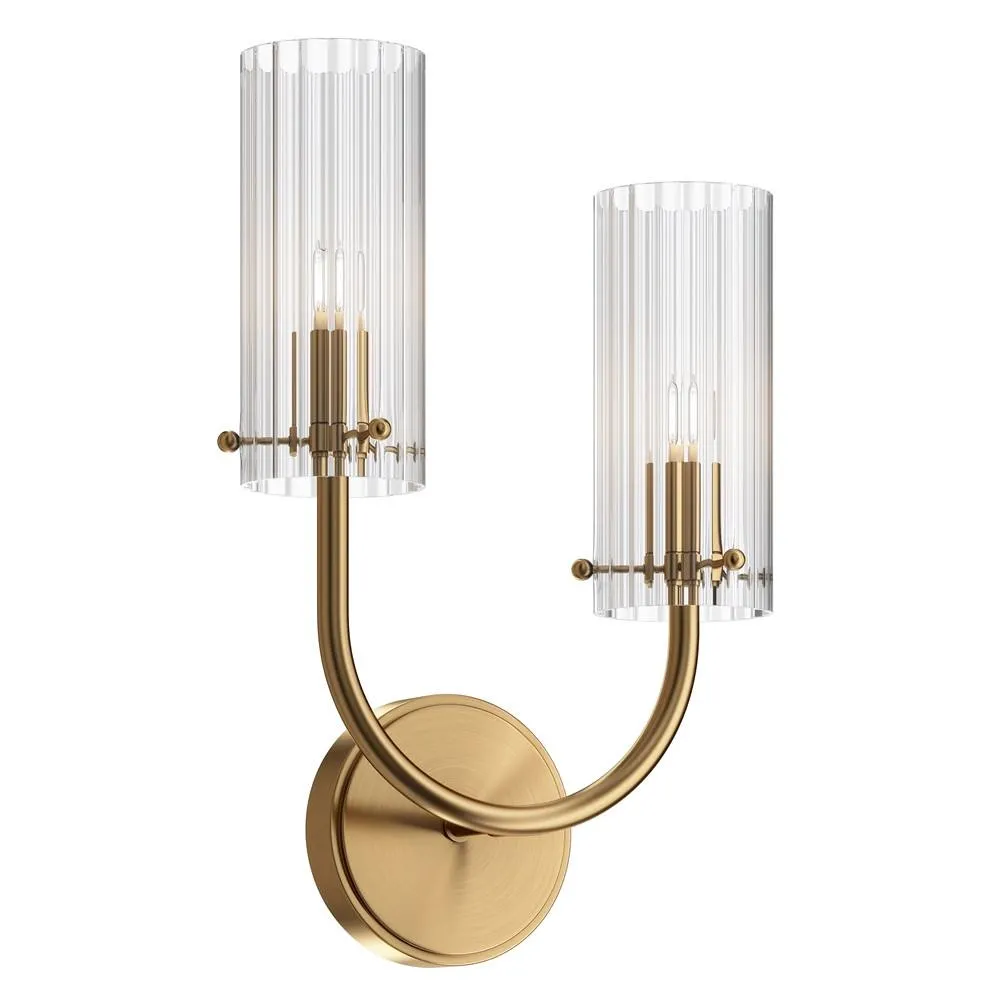 Netlighting Arco Neoclassic Wall Lamp Brass Glass Shade in Gold