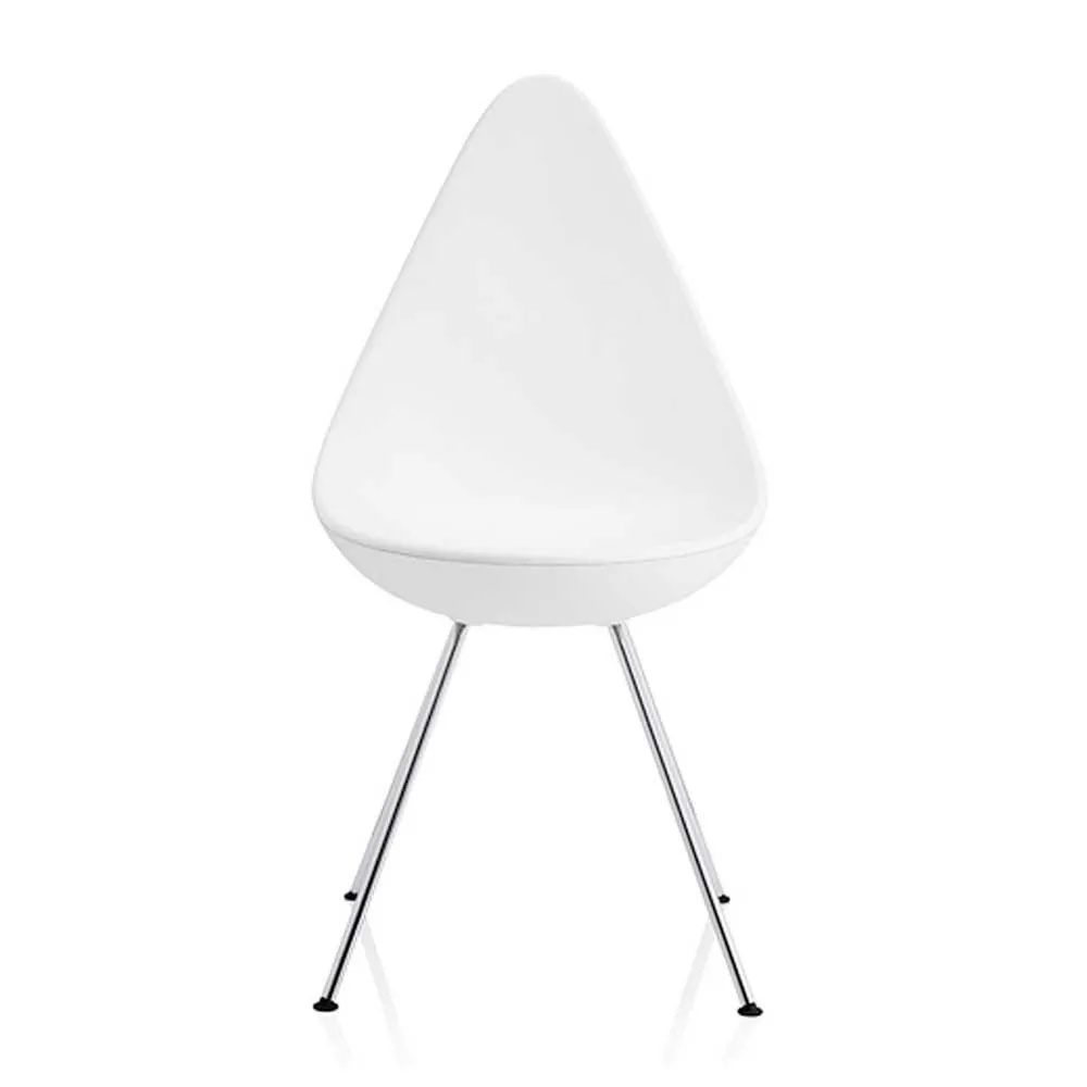 Fritz Hansen Drop Side Chair White Chromed Legs 2