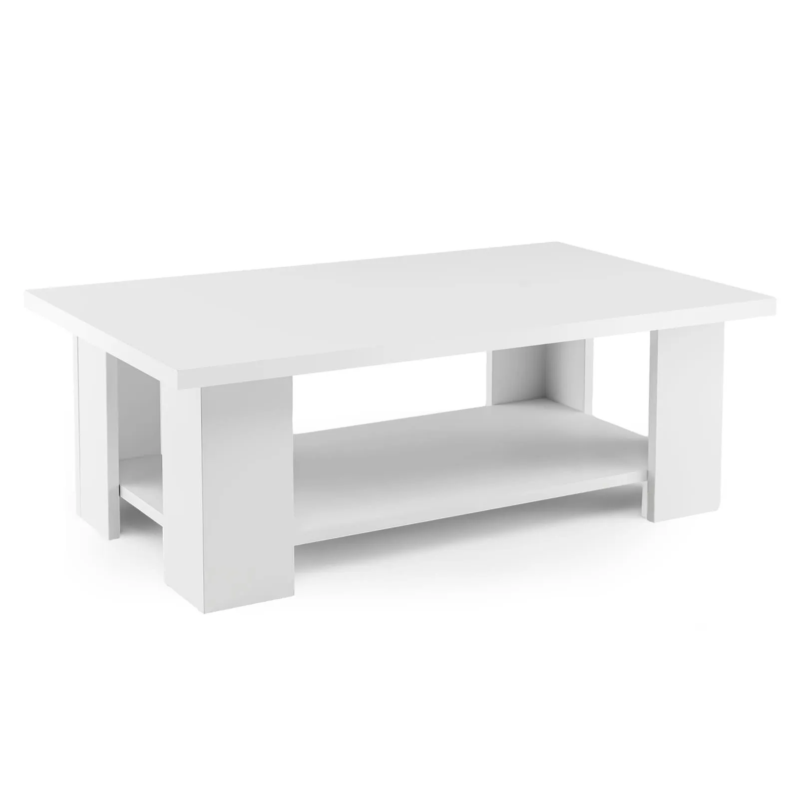 Costway Coffee Table Modern Cocktail Table for Small Space with Storage in White