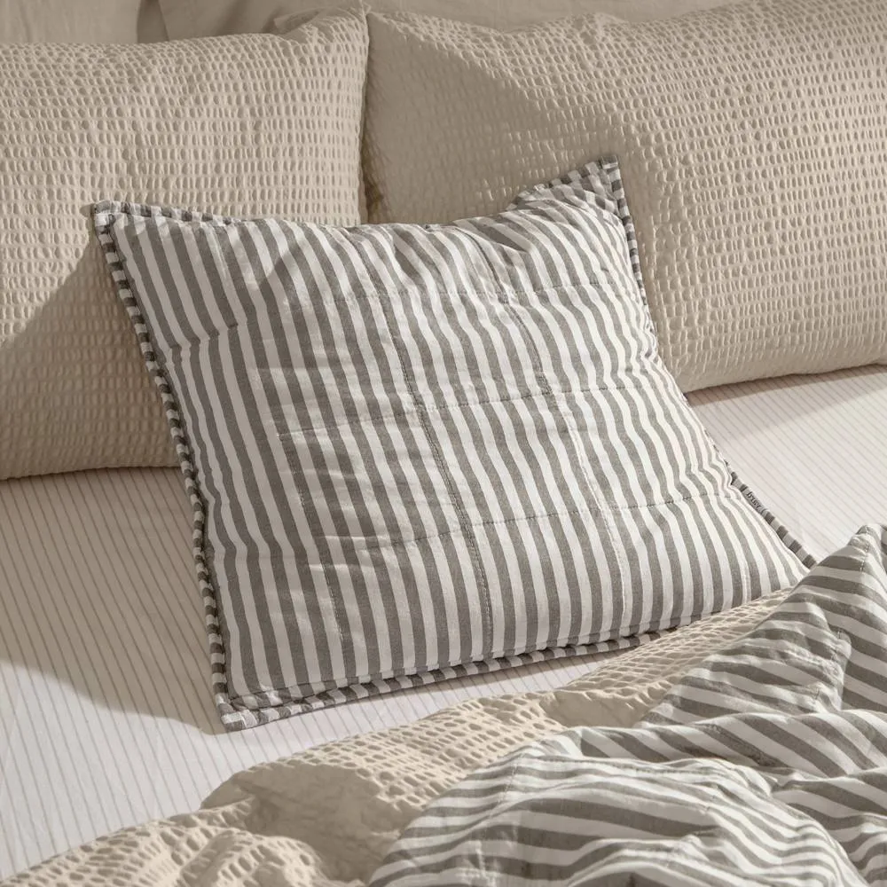 Yard Hebden Striped 100% Cotton Cushion in Stone 2