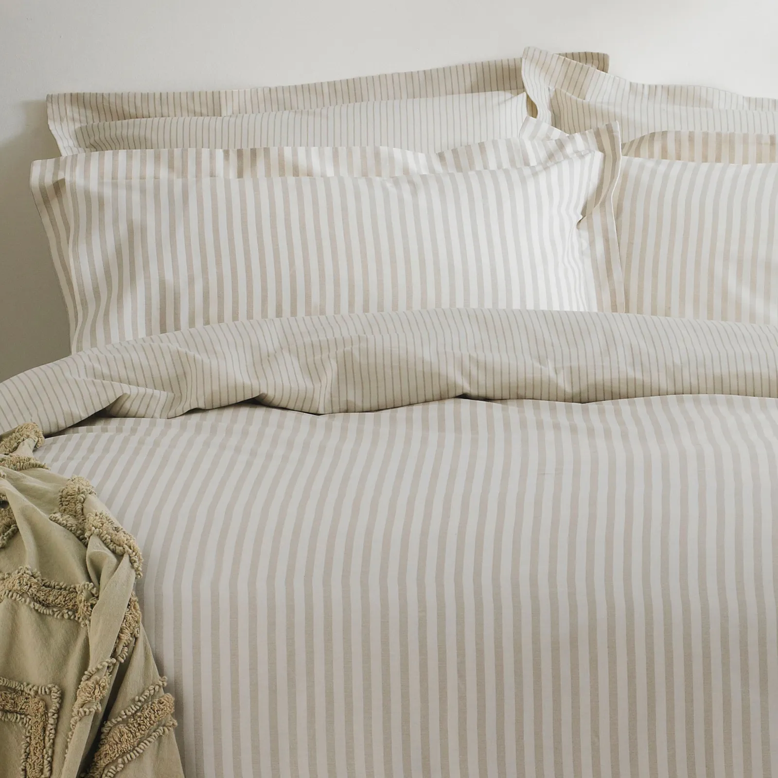 Yard Hebden Striped 100% Cotton Duvet Cover Set in Natural 2