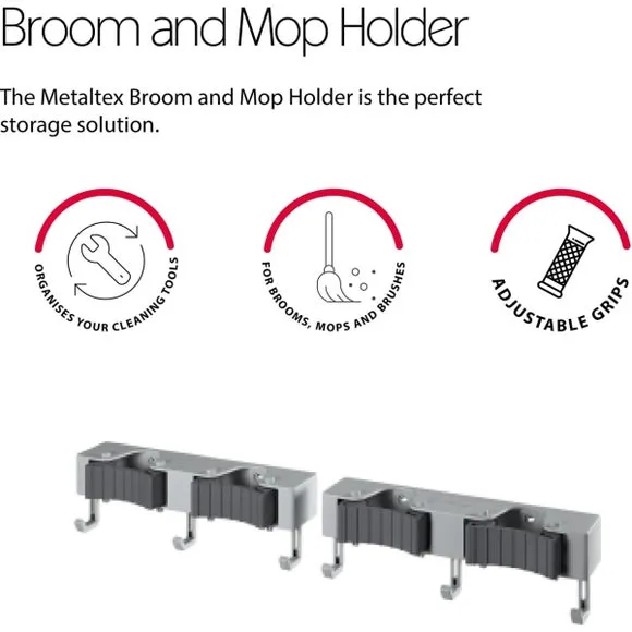 Metaltex 4 Hangup Mop and Broom Holder 4