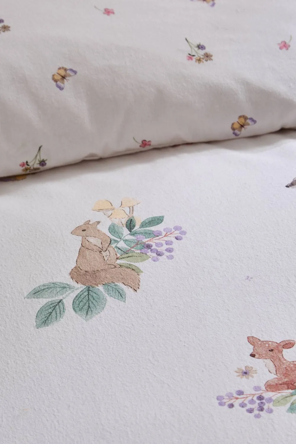 Catherine Lansfield Brushed Forest Friends Reversible Duvet Cover Set in Cream 5