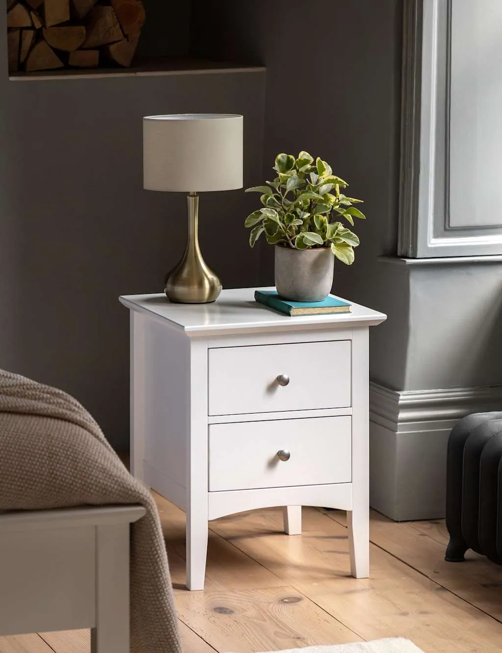 Gallery Direct Hastings White 2 Drawer Bedside Table Soft White