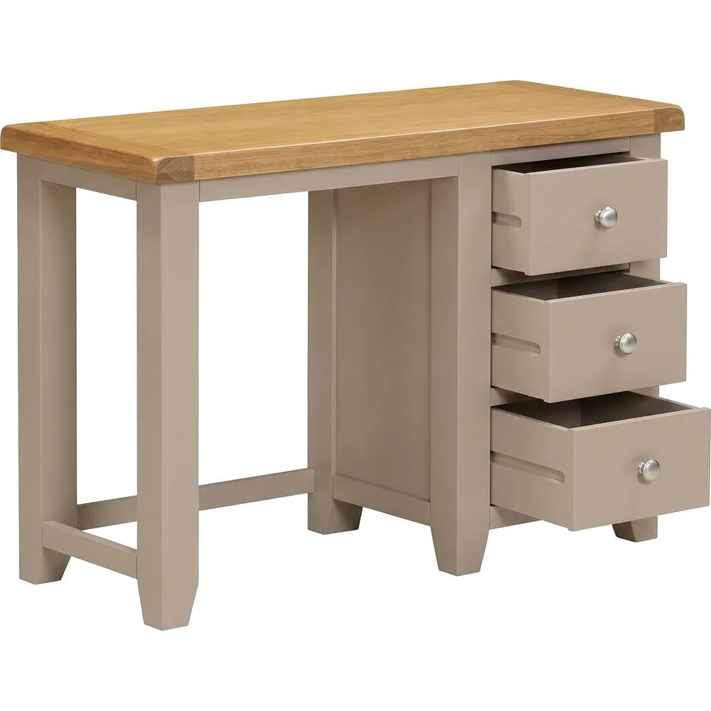 Seconique Windsor 3 Drawer Dressing Table (Fully Assembled) - Putty/Oak in Beige 3
