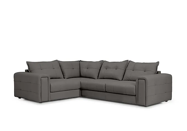 Goliath Leather Left Hand Facing Corner Sofa with Storage Drawers - Elephant