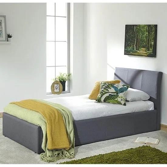 Keanu Fabric Ottoman Storage Single Bed In Grey