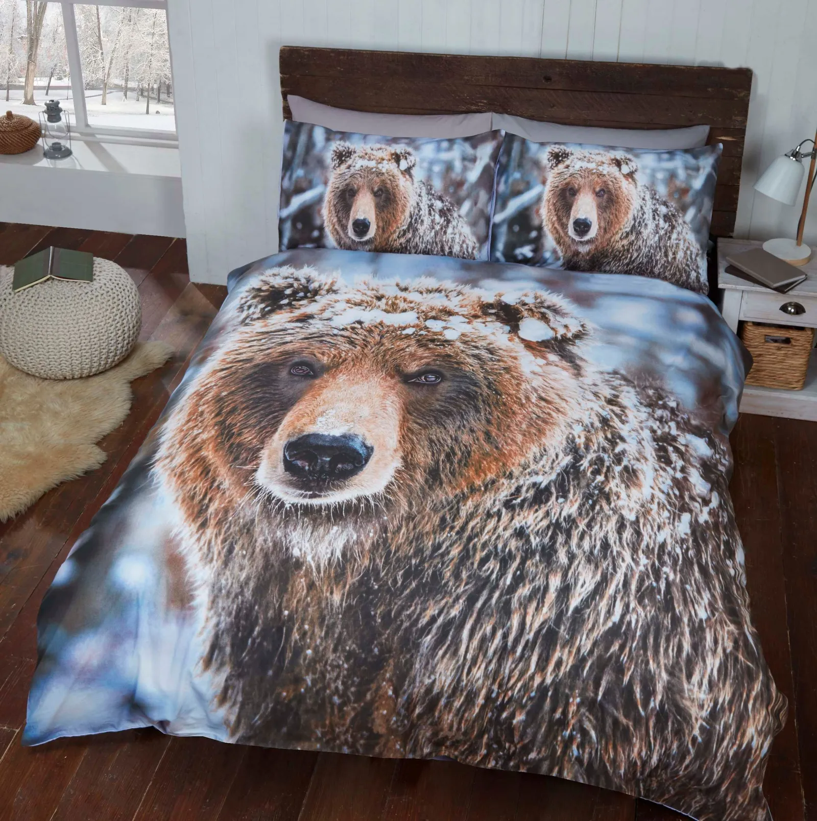 Rapport Home Big Bear Polycotton Duvet Cover Set With Pillowcase in Brown