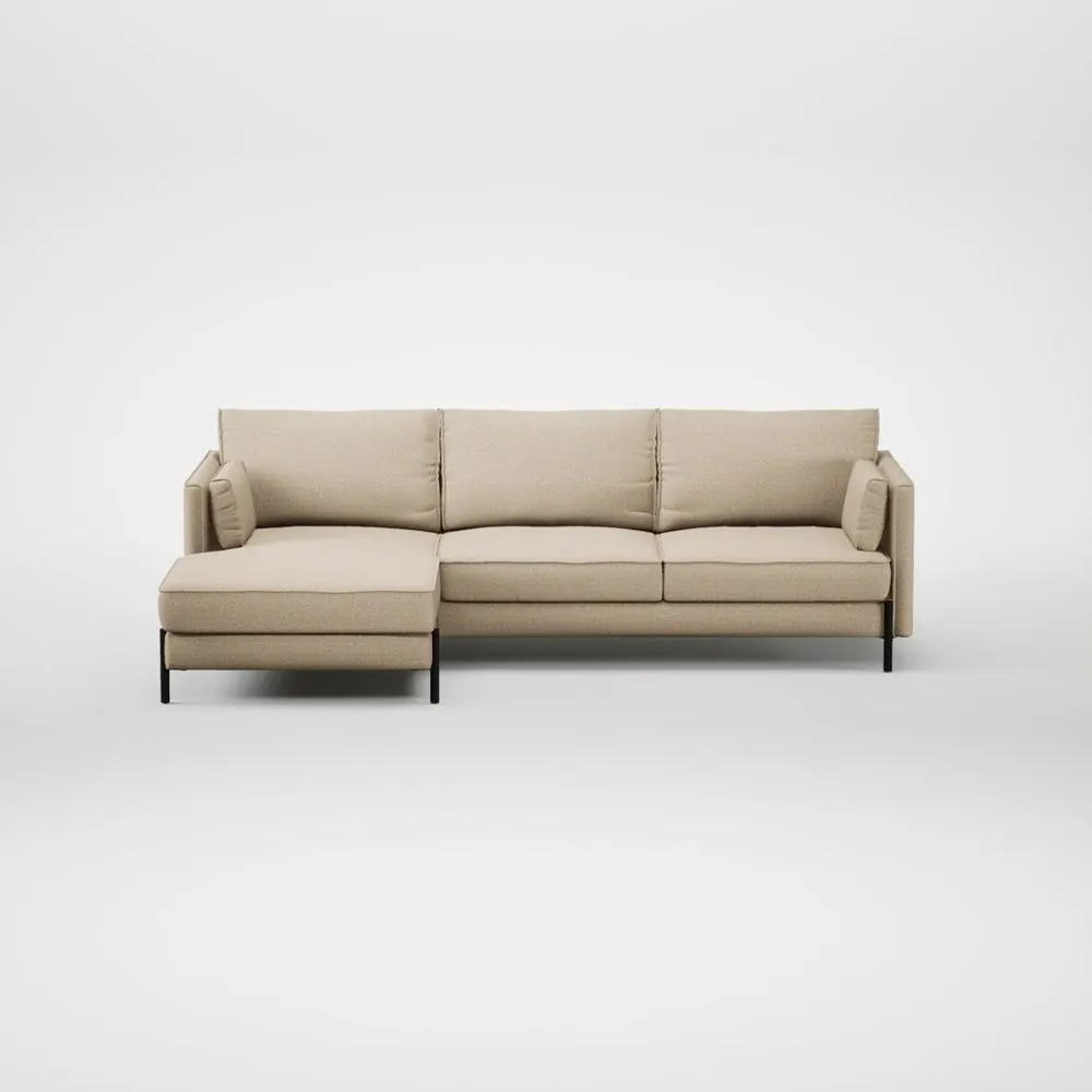 Heal's Tortona Left Hand Facing Chaise Sofa Loop Twill Fossil Black Feet 2