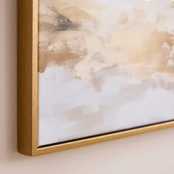 Abstract Gold & Neutral Landscape Framed Canvas 2