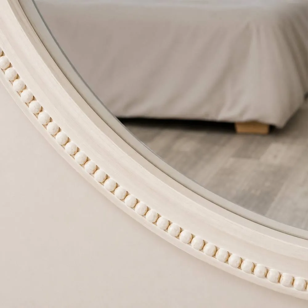 Melody Maison Round Distressed White Washed Wooden Wall Mirror - 80cm X 80cm 3