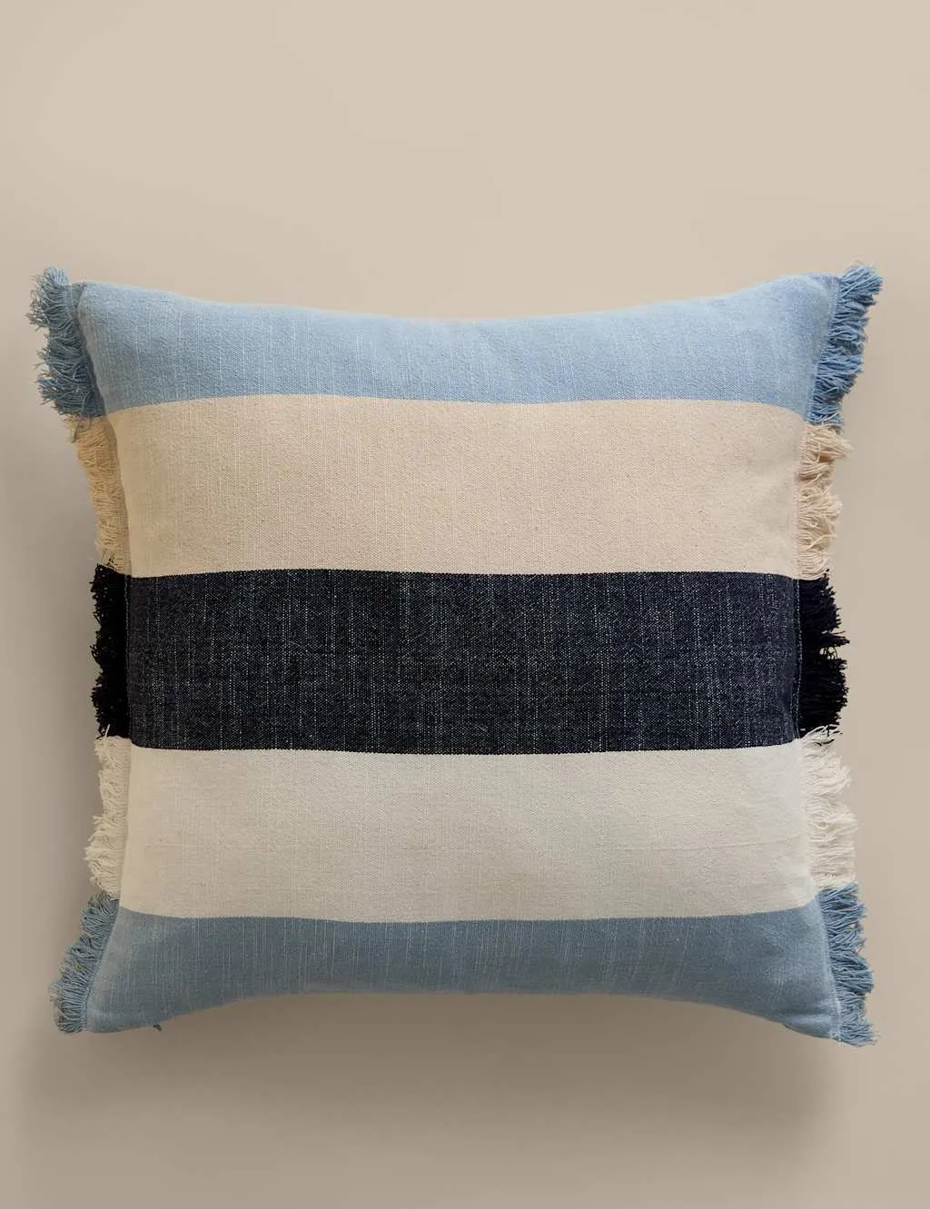 M&S Pure Cotton Woven Striped Outdoor Cushion Blue Mix