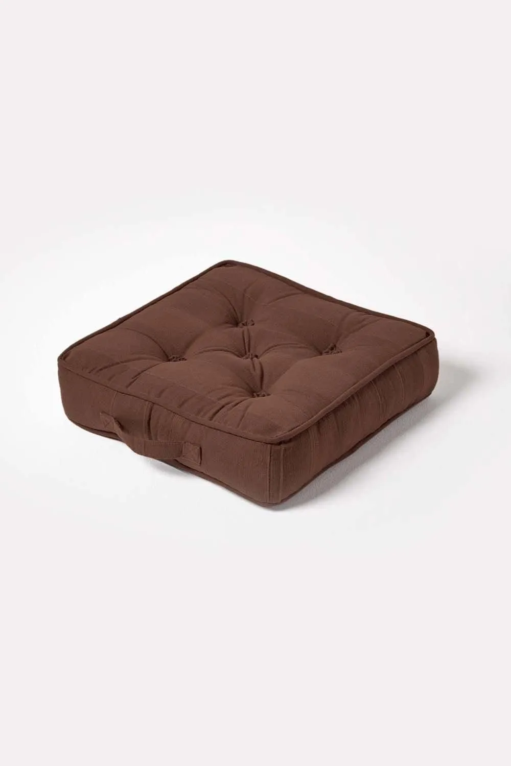 Homescapes Rajput Ribbed Cotton Floor Cushion in Brown