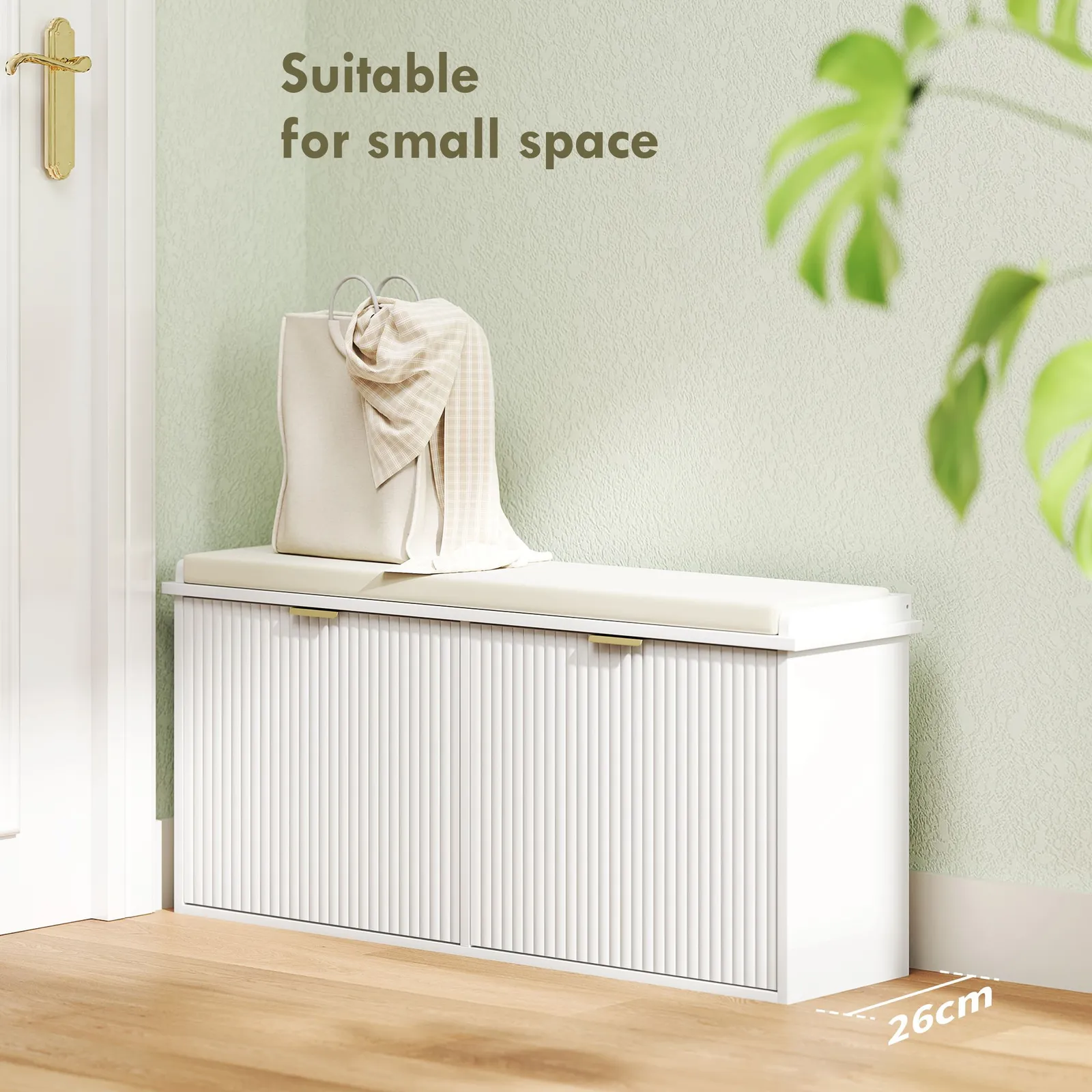 HOMCOM Shoe Storage Bench with Cushion & Flip-Drawer 104x26x47.5cm in White 4