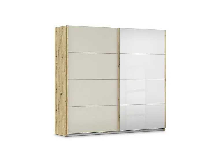Freja 226cm 2 Door Sliding Glass Wardrobe With Mirror Door
