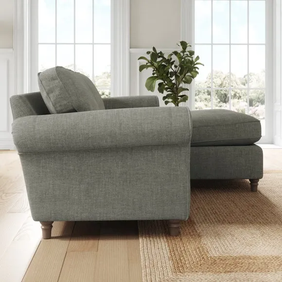 Flori Tonal Plush Chenille Corner Chaise Sofa 2