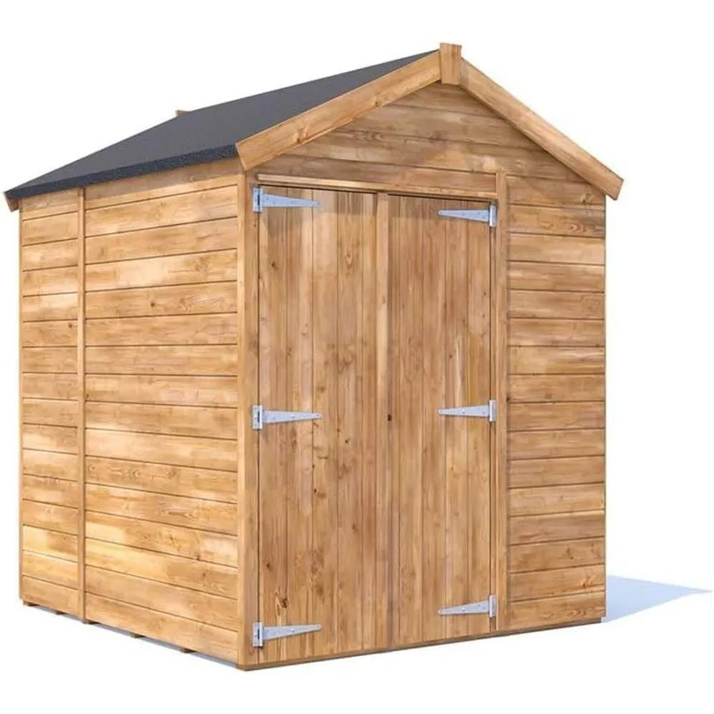 Dunster House Wooden Shed 1.8 x 1.8m (6' x 6') 15mm Apex - Overlord Modular in Brown