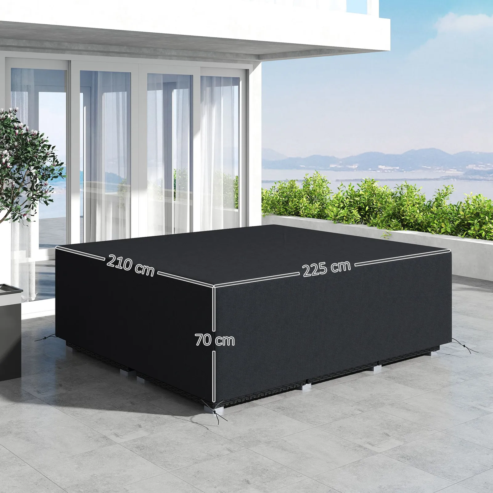 OUTSUNNY 225x210cm Outdoor Garden Furniture Protective Cover Black 3