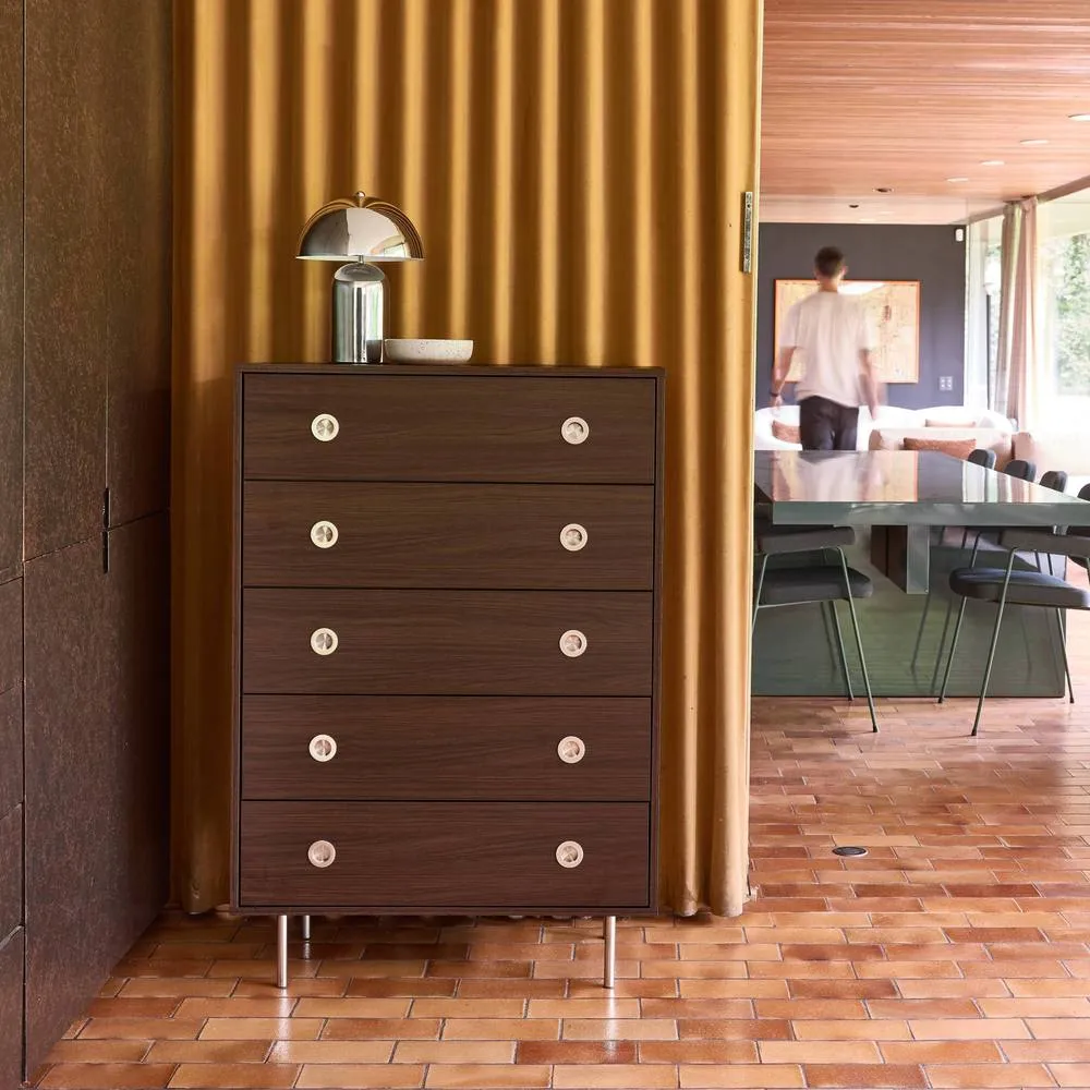sweeek Vintage chest of drawers with wood decor & stainless steel, 5 in Dark Brown 3