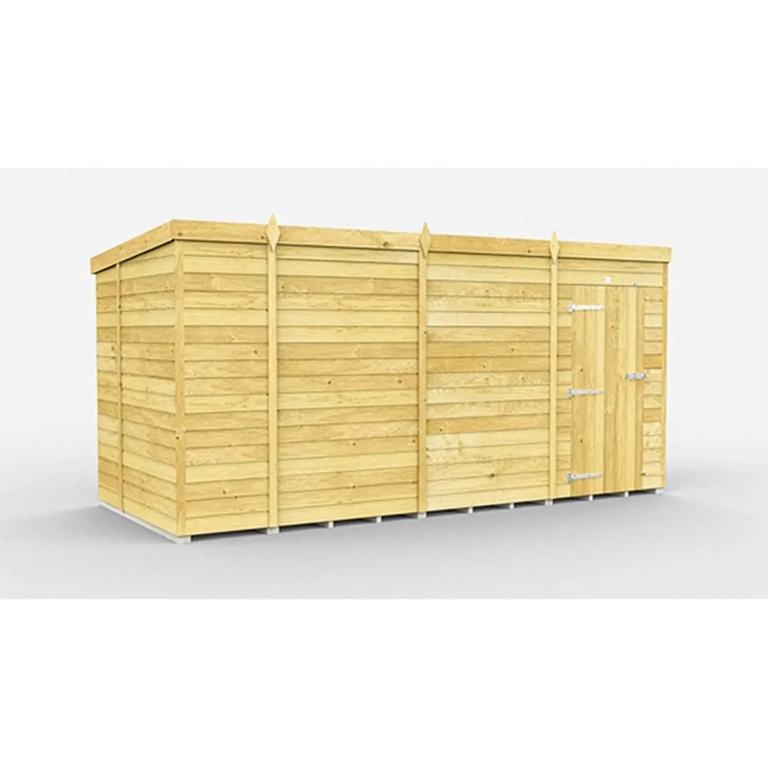 Buttercup Farm 13 x 6 Feet Pent Shed - Single Door W/O Window - L178 x W387 x H201 cm in Brown