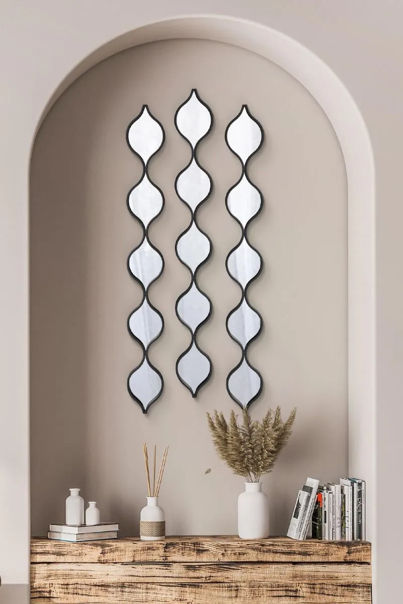 MirrorOutlet Black Metal Framed Tear Drop Wall Mirror 49" X 6" (124CM X 15CM) 3