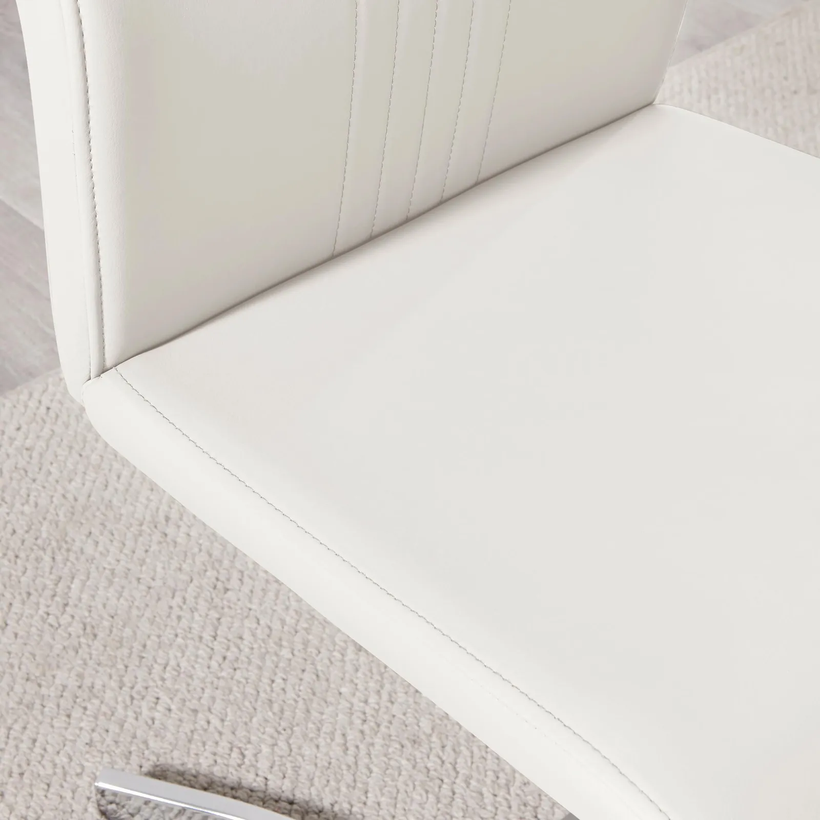 FurnitureboxUK Set of 2 Willow Contemporary Z Shaped Faux Leather Dining Chairs With Silver Chrome Metal Legs in White 6
