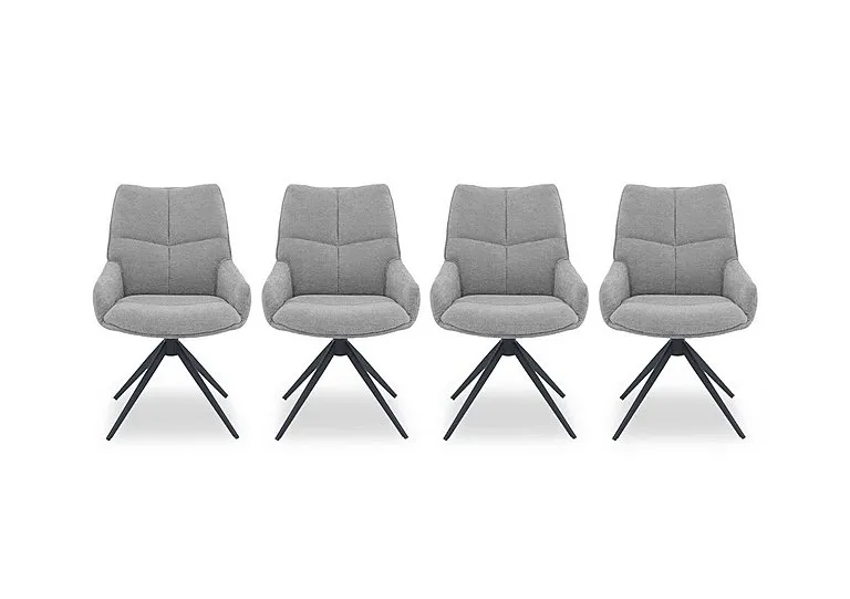 Kiara Set of 4 Fabric Swivel Dining Chairs - Taupe