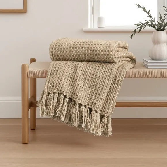 Chunky Waffle Throw Blanket 1