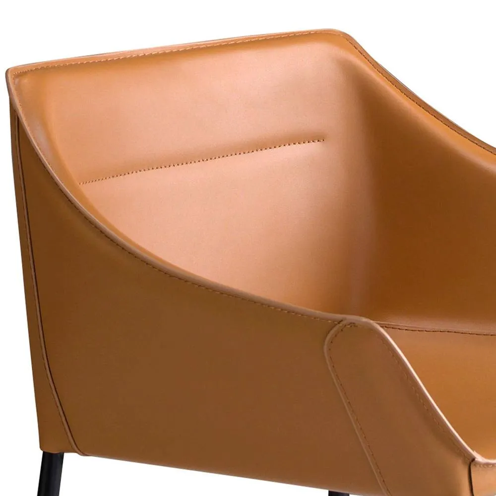 Angel Cerda Kitchen Stool, Brown Leatherette, Matte Black Legs in Tan 5