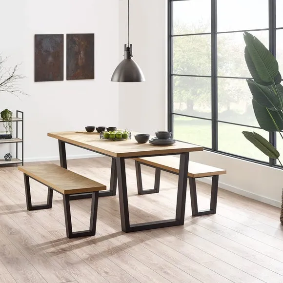 Hilton 4 Seater Dining Table with 2 Hilton Benches