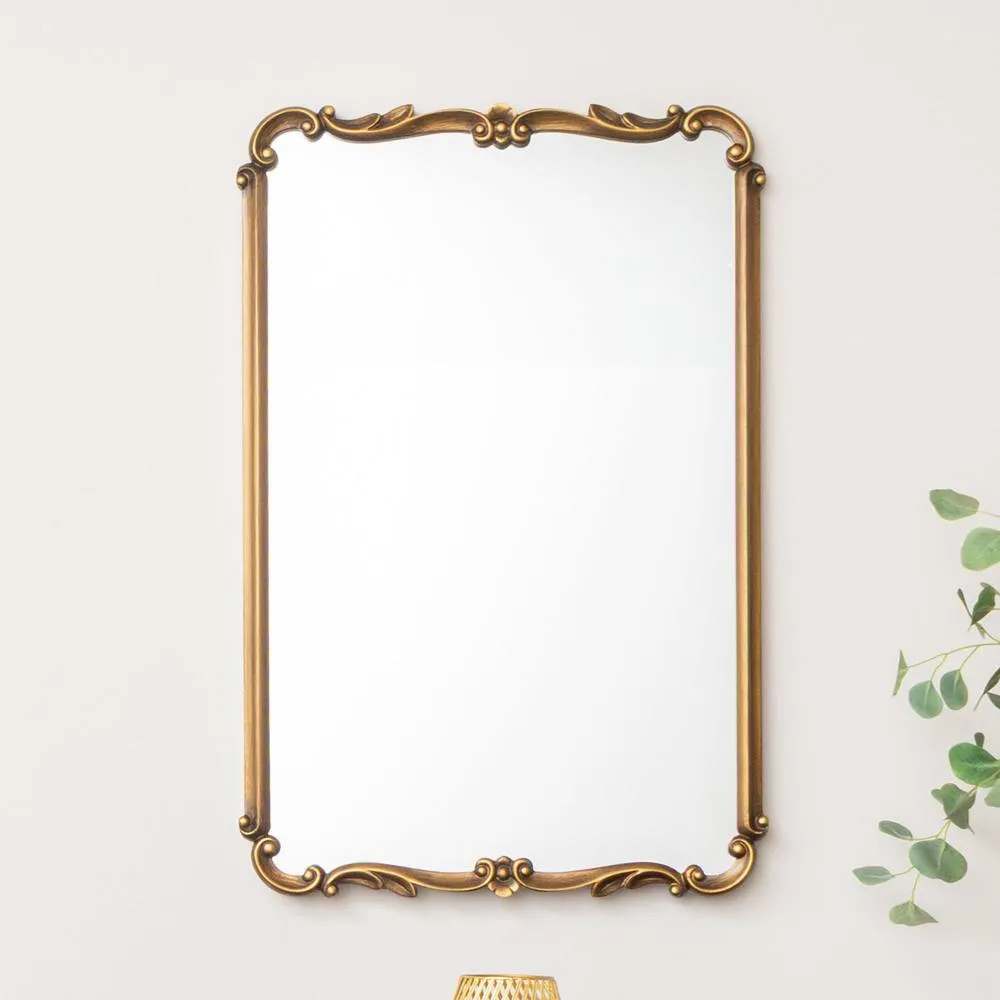 Melody Maison Antique Gold Ornate Framed Wall Decorative Mirror - 90cm X 60cm 2