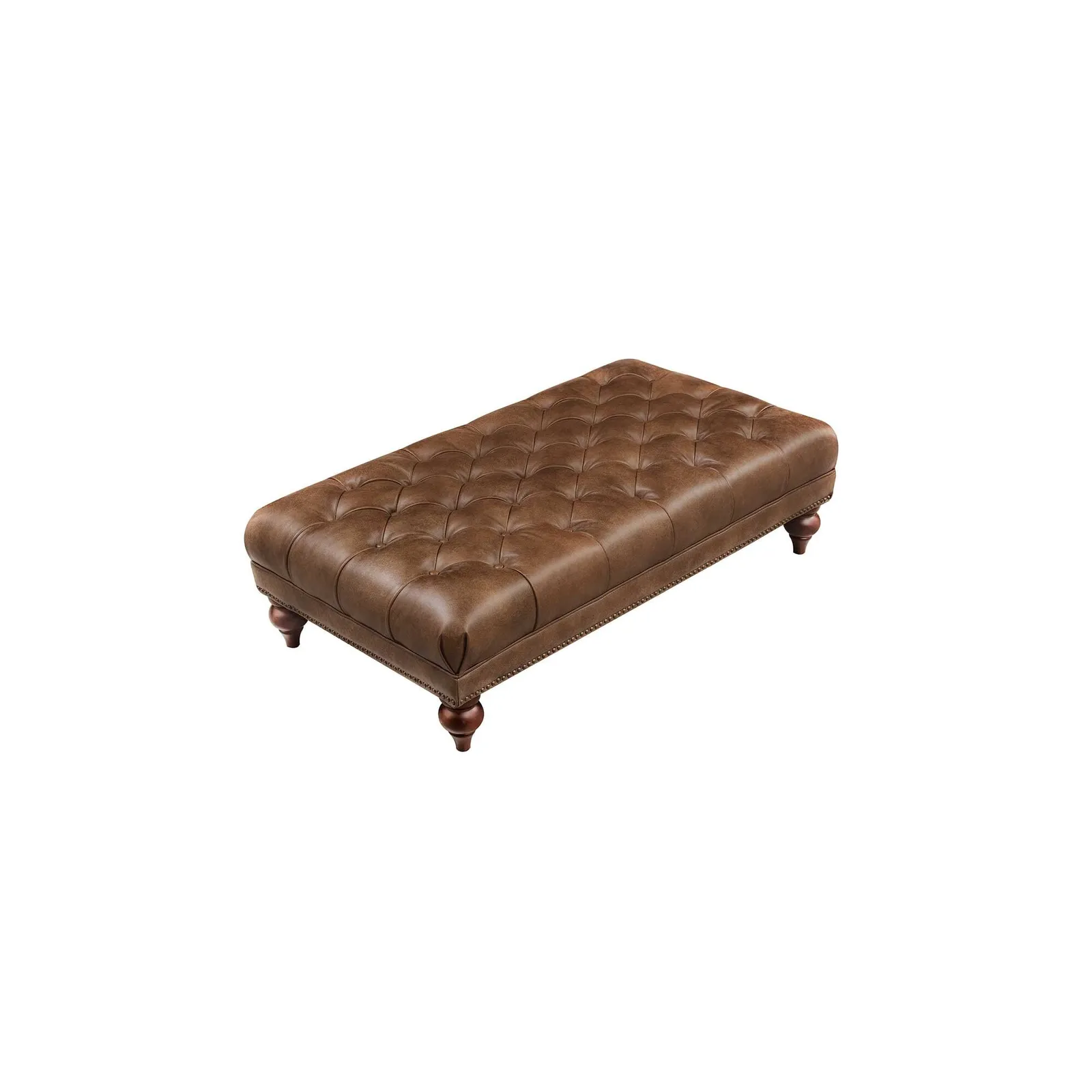 Ullswater Footstool 2034 Dark Rum Fl, Brown Leather | Barker & Stonehouse 4