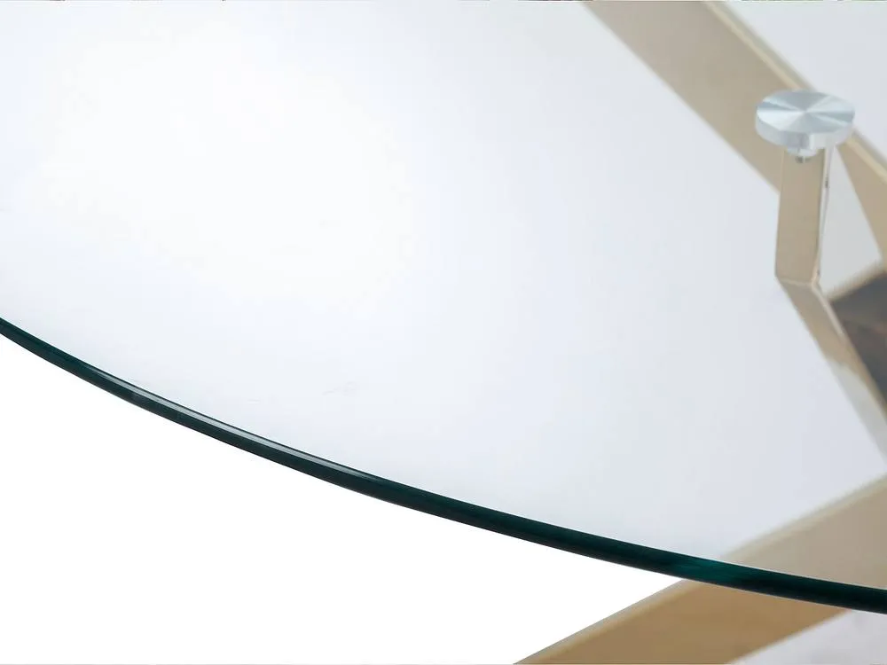 Vente-unique 2-Seater Round Dining Table - Tempered Glass & Gilded Metal - Transparent - COSIMA in Clear 6
