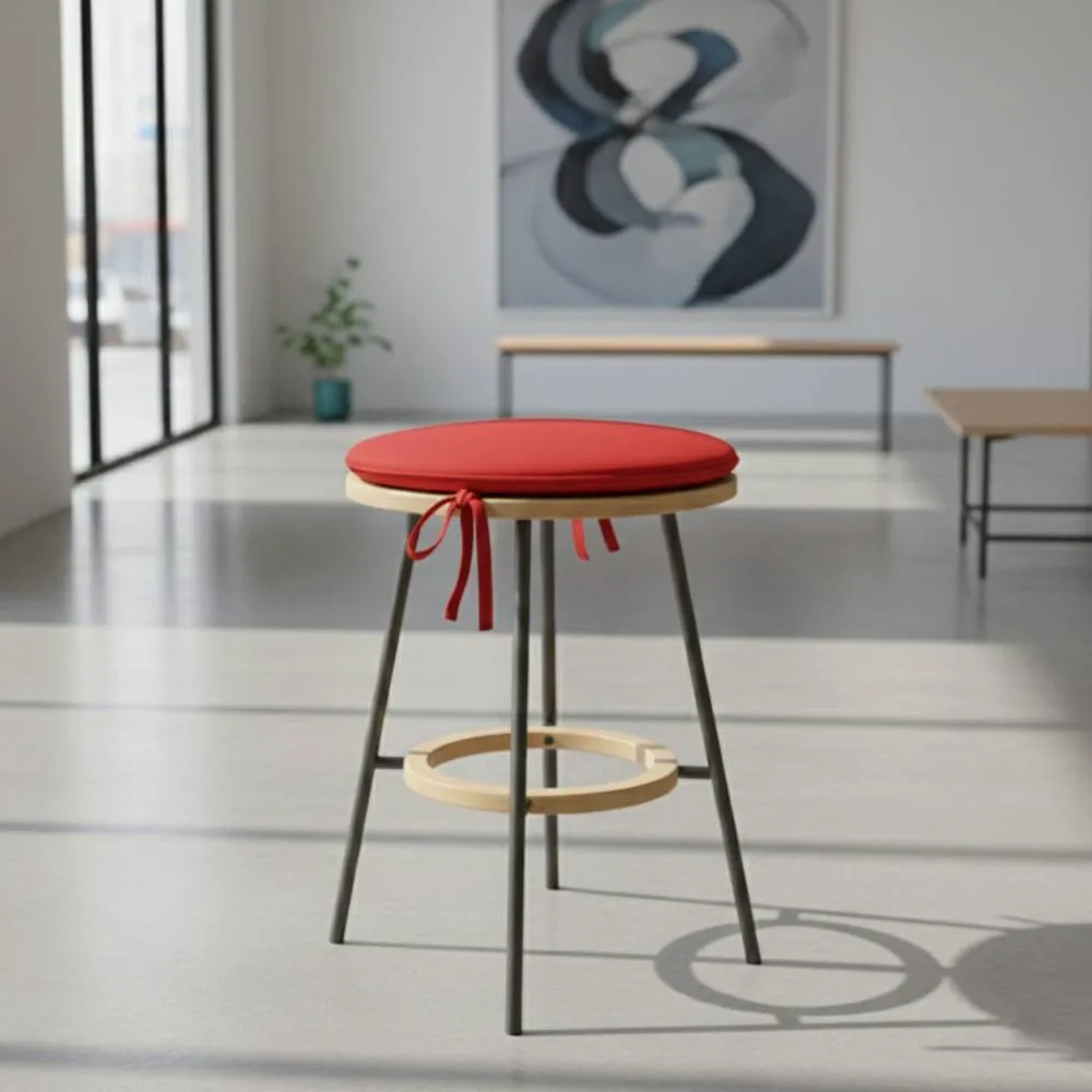 Snug City Waterproof Round Foam Seat Pad with Ties Pack of 4 Chair Cushion in Red