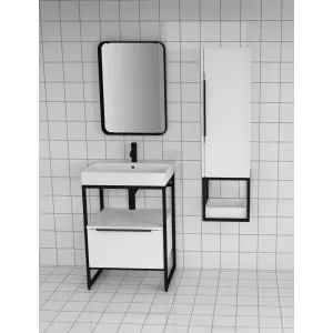 Wickes Rimini Matt White Black Frame Freestanding Vanity Unit & Basin - 850 x 600mm 2