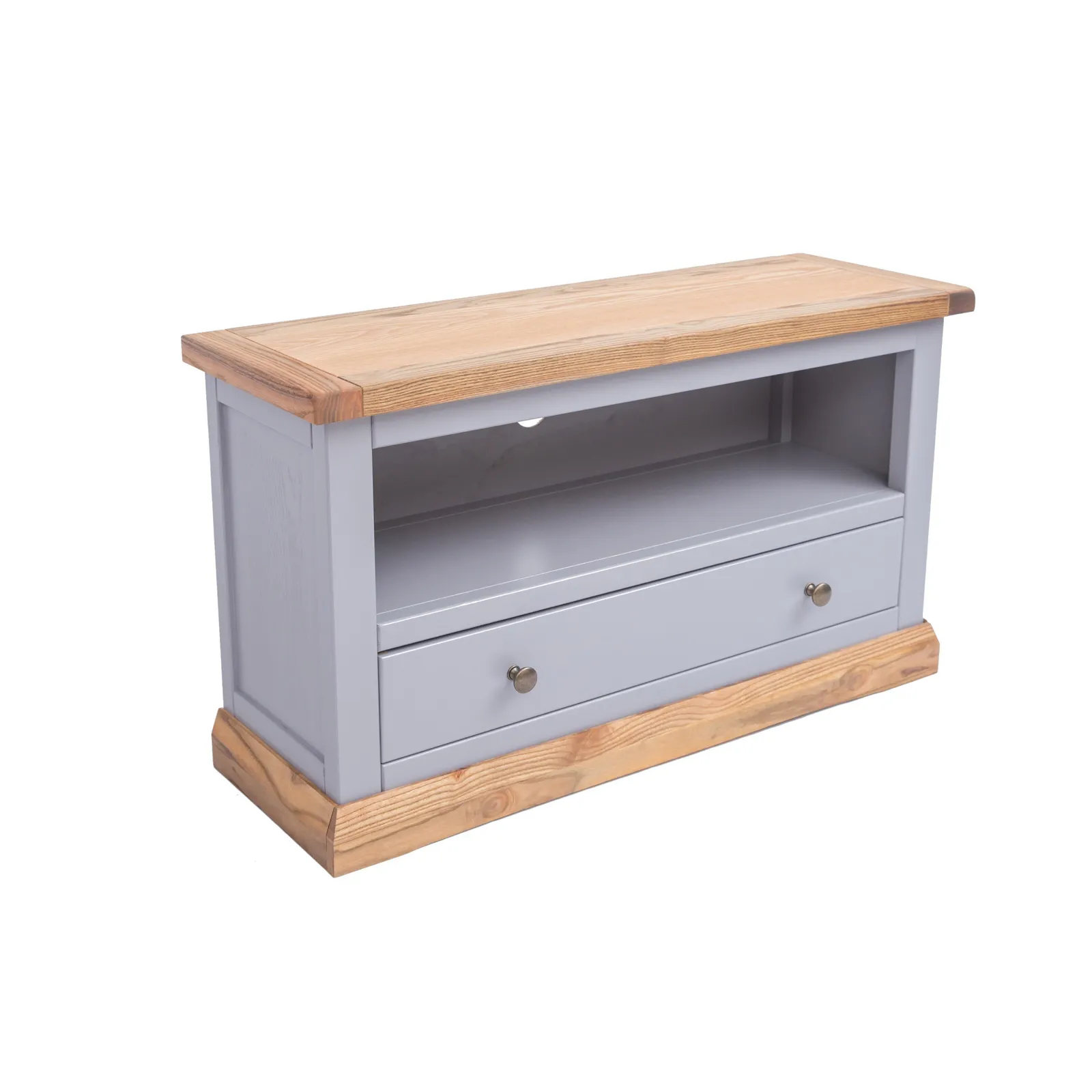 Cabinet Bits Biccari Grey 1 Drawer TV Cabinet Brass Knob 3